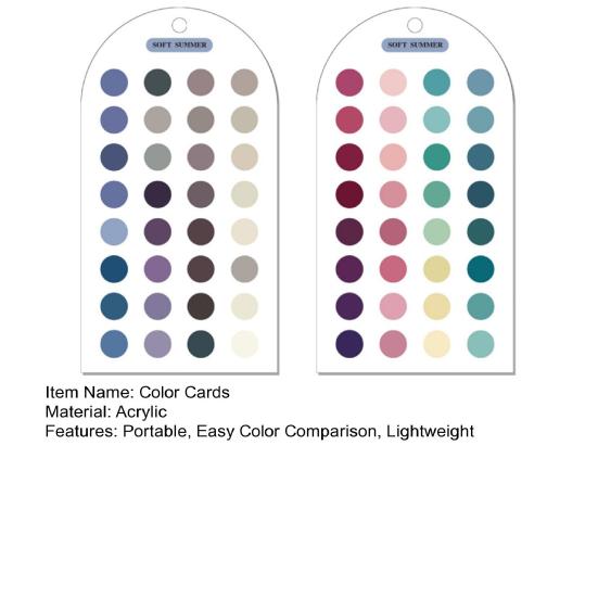 2 Sheets Summer Color Cards Double-Sided Palette with 24 Circular Color Blocks Color Analysis Template Cards Portable Personal Color