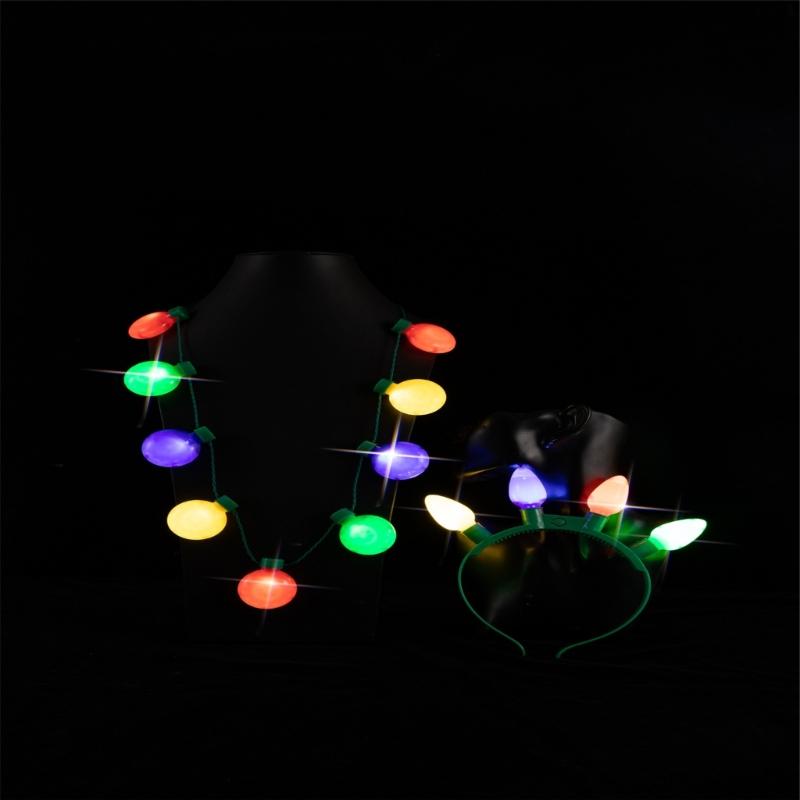 Christmas Light Up Led 9 Colors LED Light Up Bulbs Necklace Christmas Bulbs Necklace for Christmas Party Favor Supplies