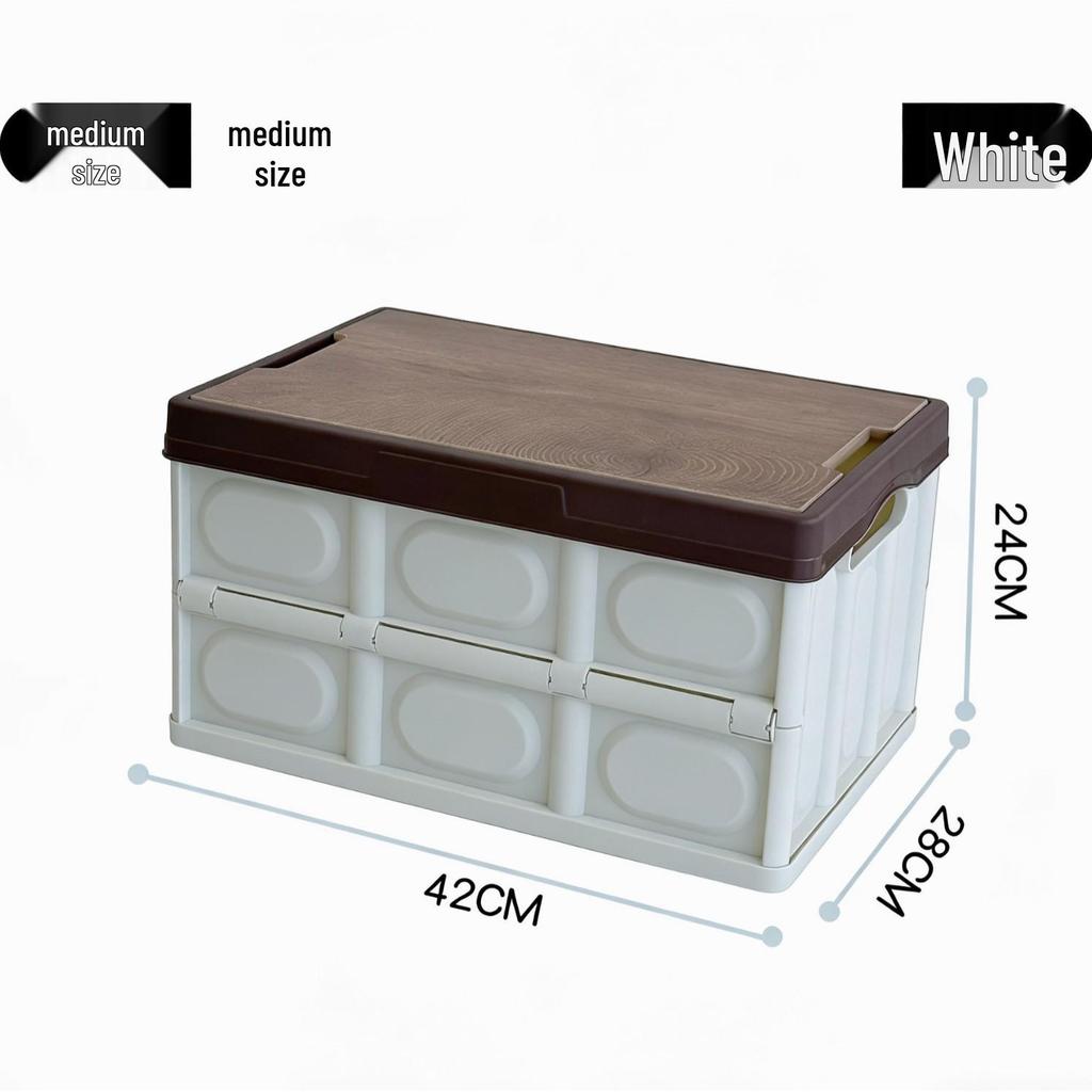 Přenosný skládací piknikový koš s dřevěným víkem