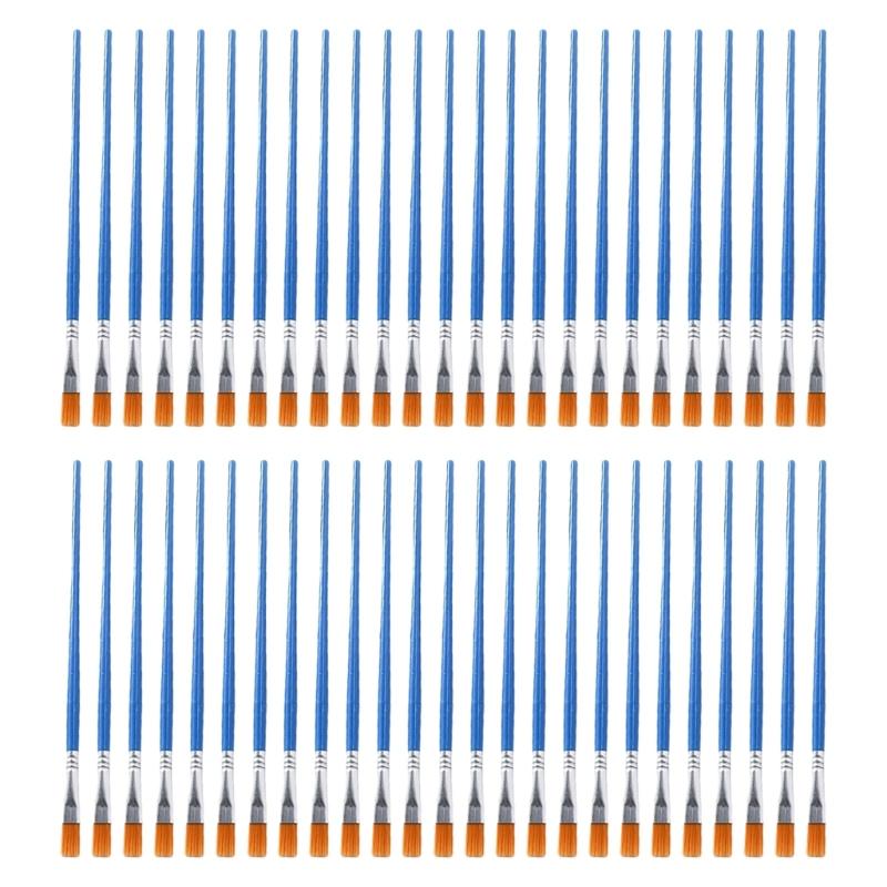 50 Pcs Painting Brushes With Comfortable Grip Pointed Round Flat Paint Brush Drawing Supplies For Artists And Students