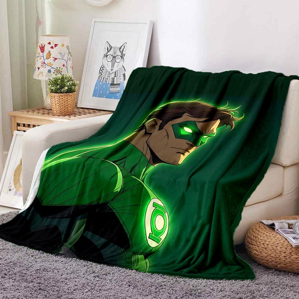 1pc Green Lantern Blanket Lightweight Flannel Throw For Sofa, Bed, Travel, Livingroom, Office, Couch, Chair, And Bed