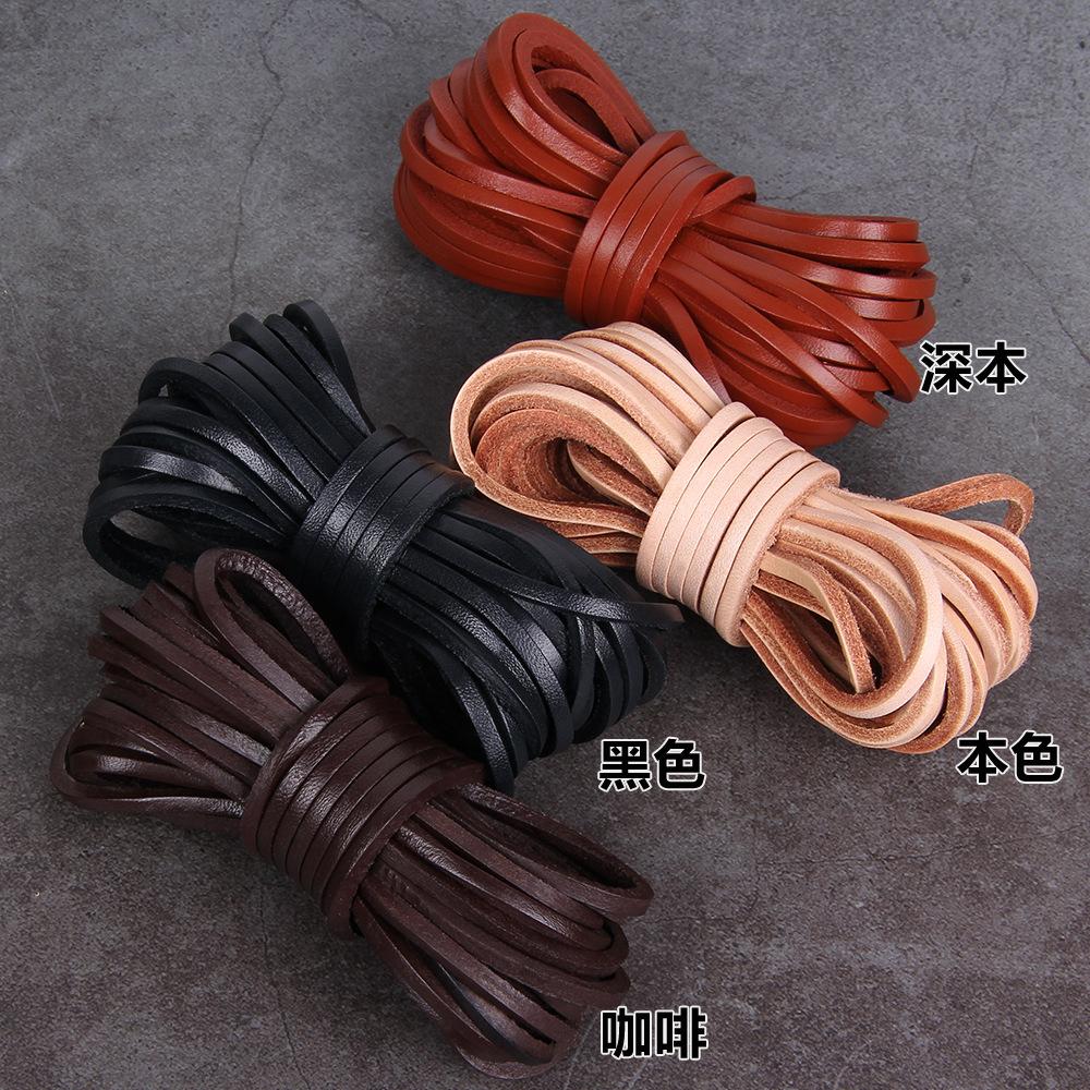 DIY Natürliches Quadratisches Rindslederseil, Handgefertigter Perlenbesetzter Rindslederstreifen 3 mm Breit 3 mm Dick Quadratisches Rindslederseil