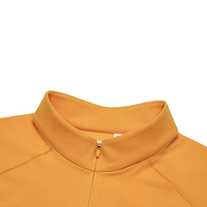 Fila Outdoor Breathable Dopamine Stand Collar Half Zip Knit Long Sleeve T-Shirt Women Tops Orange-Peel-Yellow A11W517203FYE