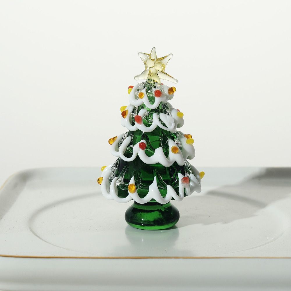 Cartoon Glass Christmas Tree Ornament Colorful Figurines Collectibles  Desktop