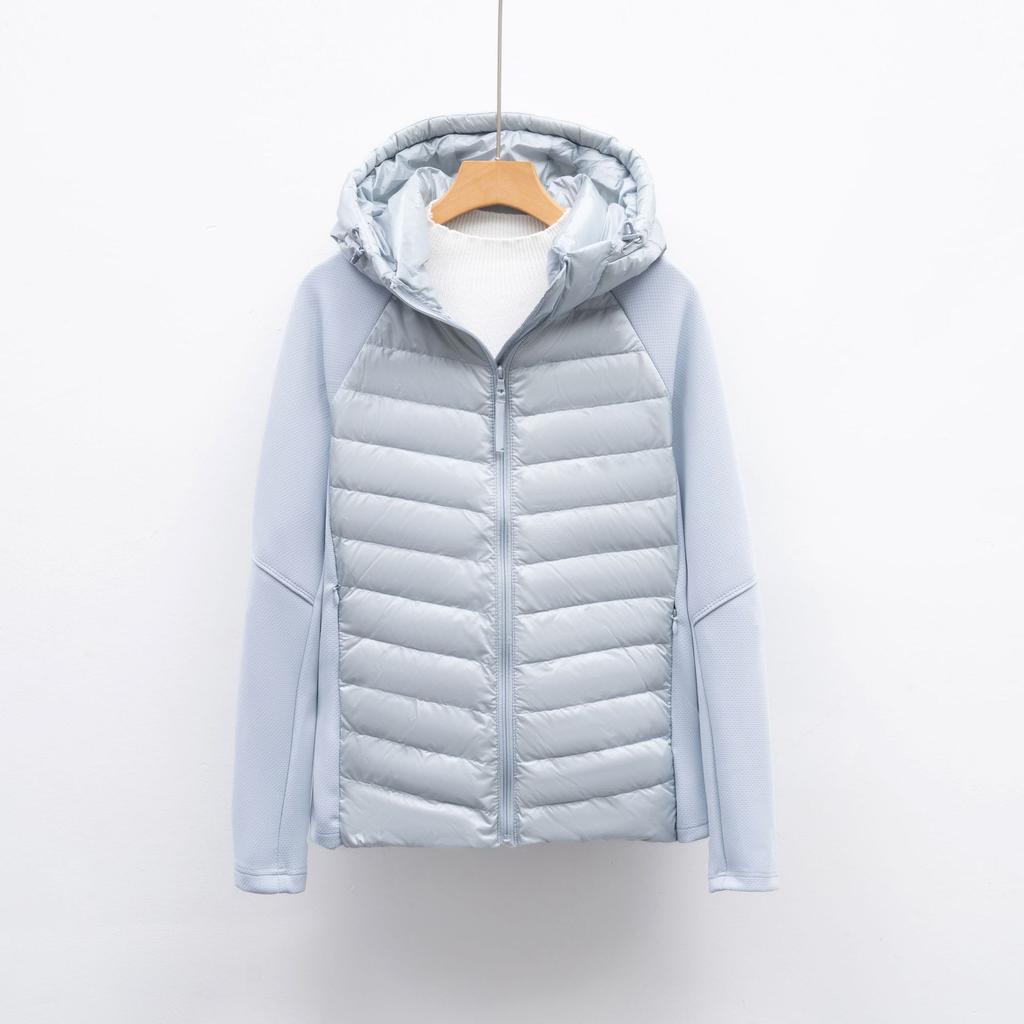 Herbst und Winter neue leichte Daunenjacke Damen schlicht lässig mit Kapuze Outdoor-Sportarten Laufen Fitness Top