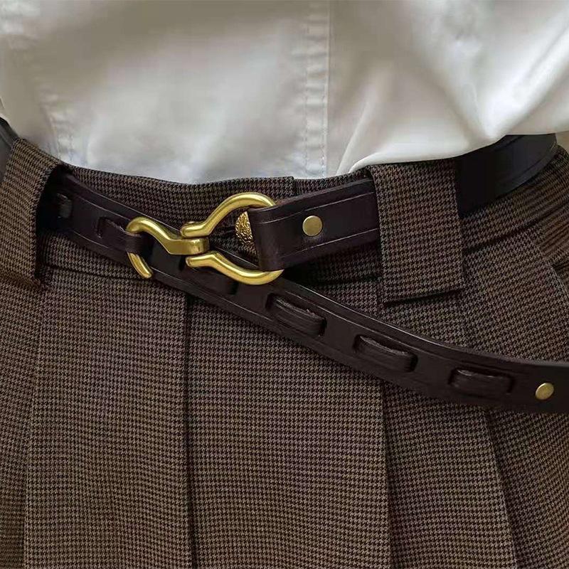 First Layer Cowhide Belt Men'S Retro Oil Wax Pin Buckle Leather Belt Men'S Cowhide Vegetable Tanned Belt Gift