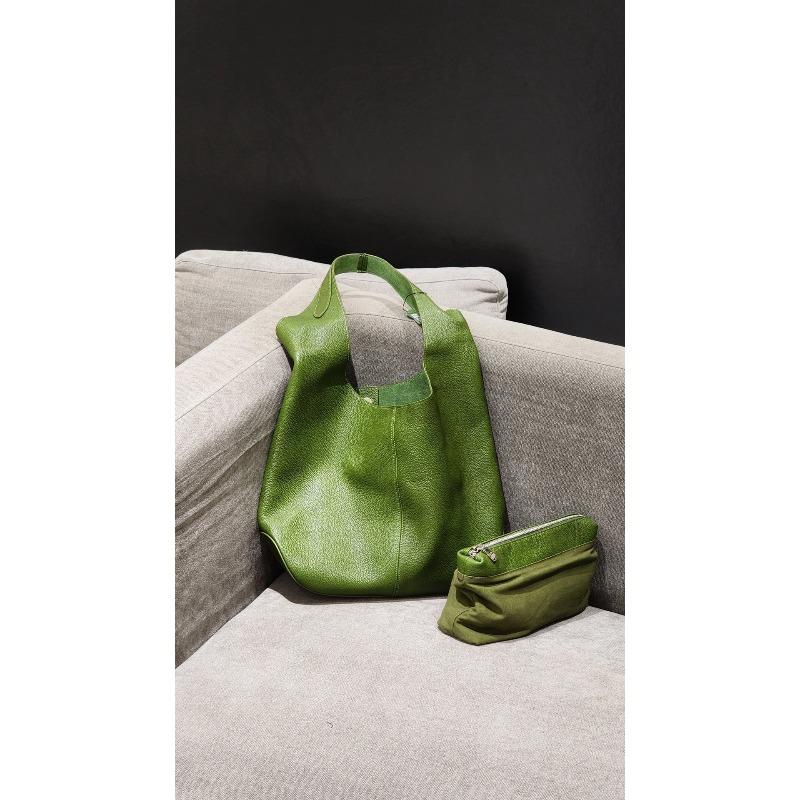 Saddle leather first layer cowhide hobo armpit bag women's retro solid color tote bag versatile commuter shoulder bag