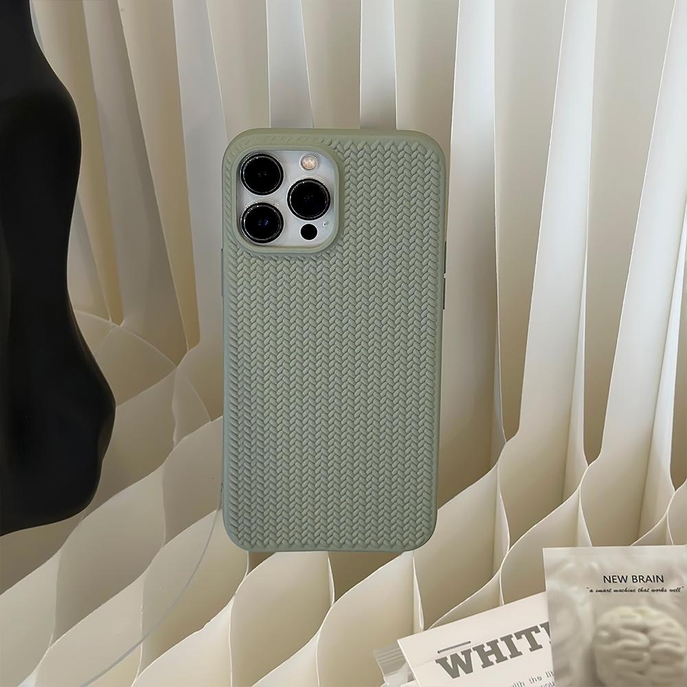 Fashion silicone Woven pattern mobile phone case for iphone 15 14 13 12 11 pro max plus soft Shockproof Bumper full Cover