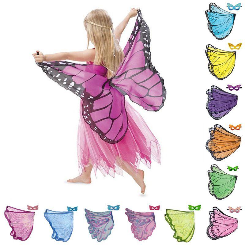 Halloween Childrens Butterfly Wings Cape Cloak With Mask Elf Dress Up Costume