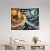 Sun Moon Phoenix Tapestry, Fire and Ice Birds with Mountain, Mythical Fantasy Wall Art for Bedroom Living Room Decor