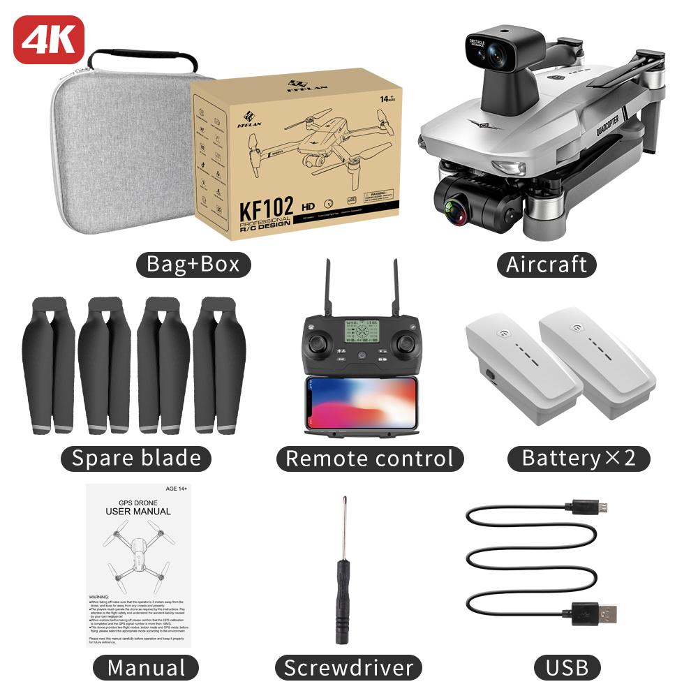KF102MAX Drone 4K HD Câmera 2.4G WiFi GPS 2-Axis anti vibração Gimbal Quadcopter Motor Brushless