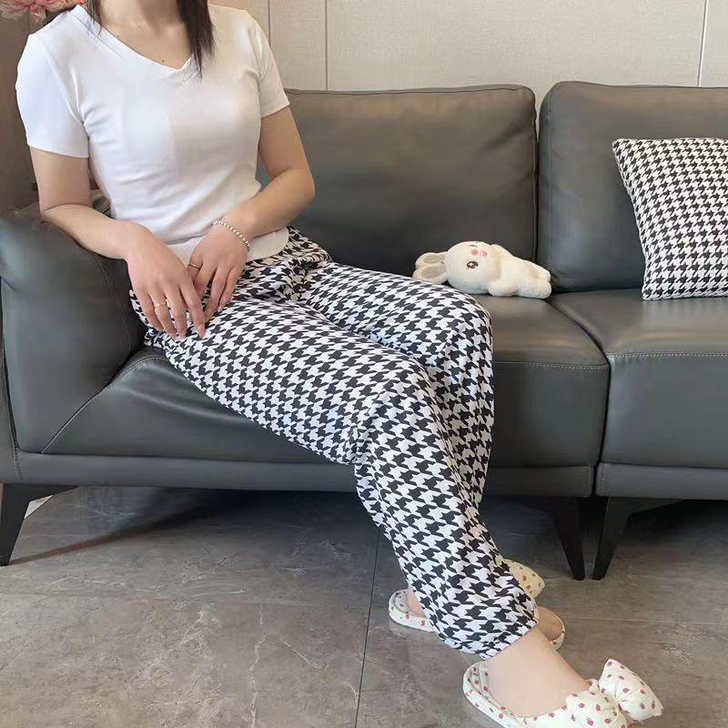 Women's Summmer Pants Drawstring Elastic Waist Beach Bloomers Pajama Pants Capri Pants