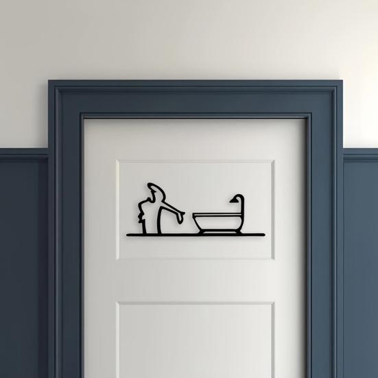 Man Toilet Metal Sign Wall Decoration Modern Kitchen Bathtub Tool Men Wall Art Indoor Outdoor Home Office Living Room Decorative Sign