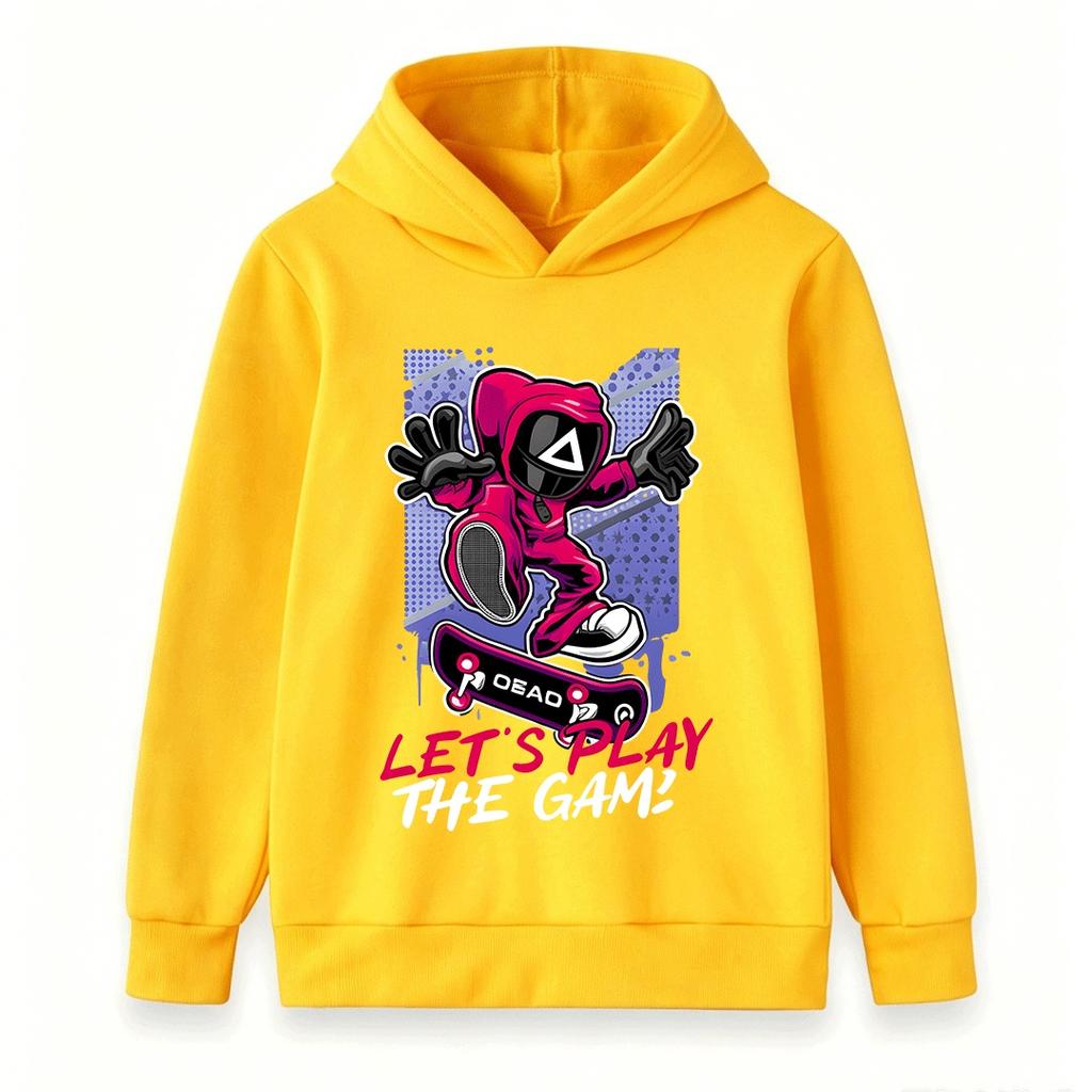 Kids Boys Girls Hoodie, Cool Skateboard Game Character Printed Long Sleeve Pullover Sweatshirt for Casual Daily Wear