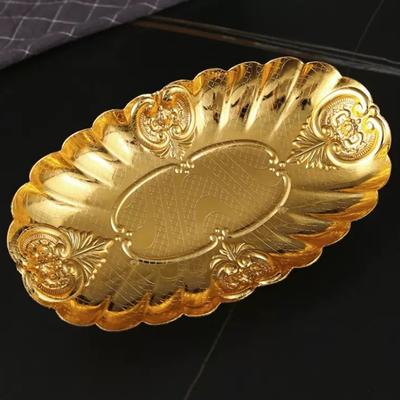 Metal Oval Lace Small Fruit Plate Hotel Buffet Display Cold Food Pastry Tray Durable Catering Oval Plate For Food Service