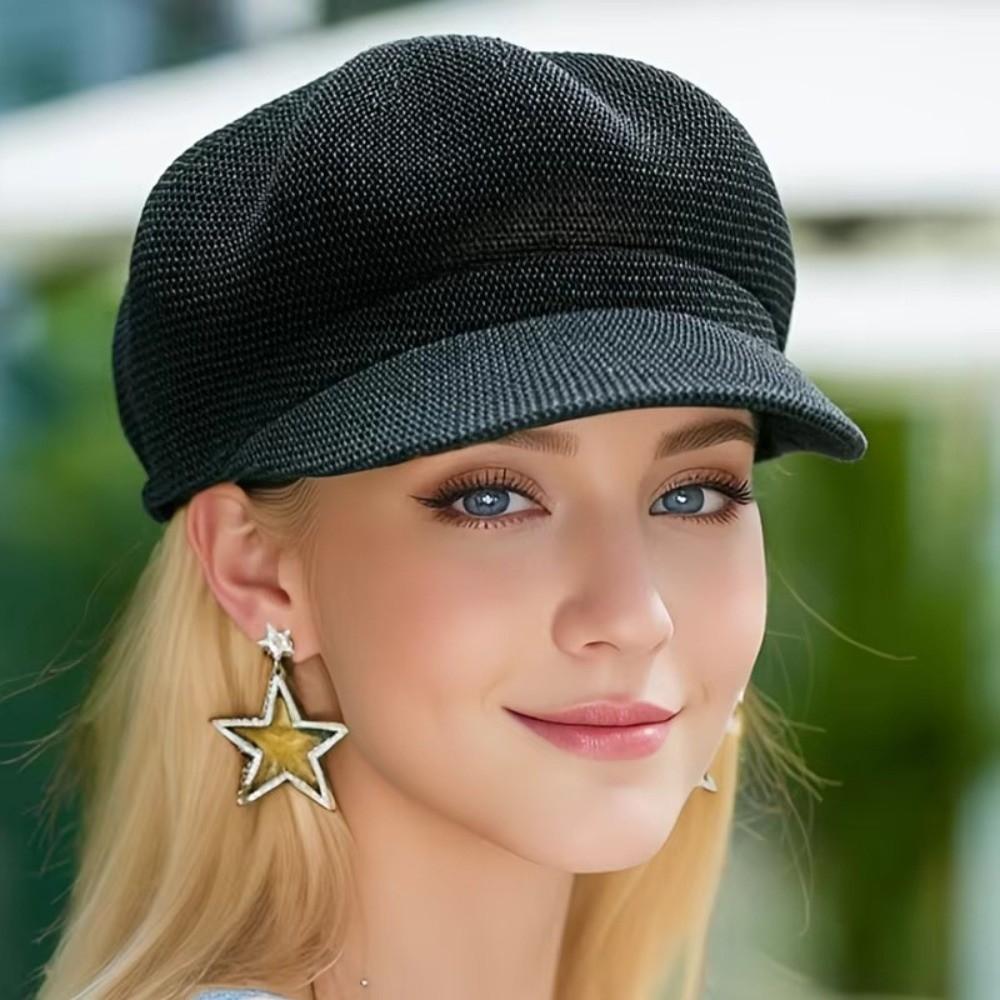 Sunshade Women Baseball Cap Solid Color Octagonal Cap Fashion Grass Beanie Cap Outdoor