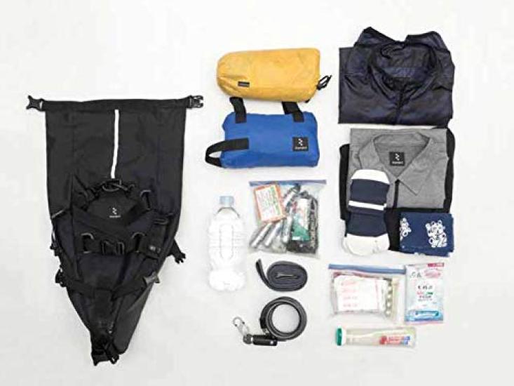 RIN PROJECT Travel Saddlebag 14L Bikepacking Bicycle 1050 BLACK Roll-Top (Black/FF)