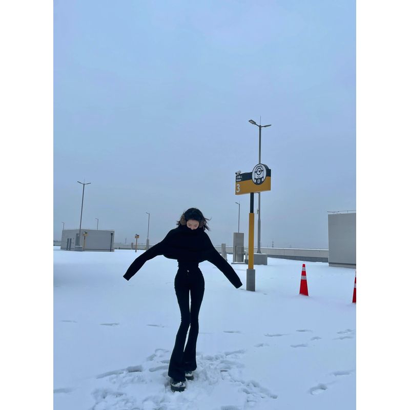 

Black Denim Women s Super Leg Length Bootleg Pants Fall and Winter High Waist Slim Looking Stretch Silm Mop Horseshoe Pants Black Horseshoes L