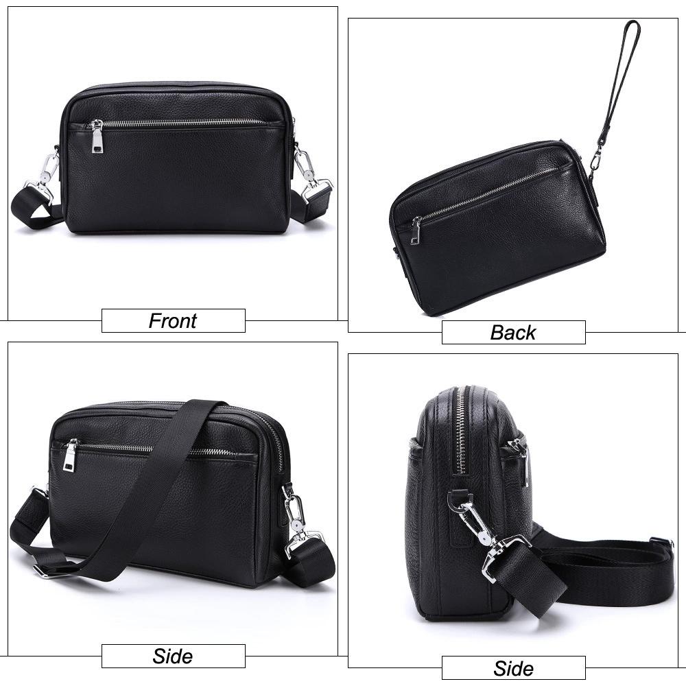 MISFITS Men's Genuine Leather Convertible Business Shoulder Bag – Top Grain Crossbody Sling with Multi-Pocket Storage for Work & Casual Use