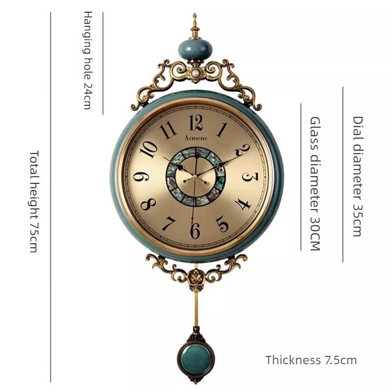 European Retro Wall Clock Living Room Home New Creative Clock Wall Mute High-end Quartz Type Home Decoration