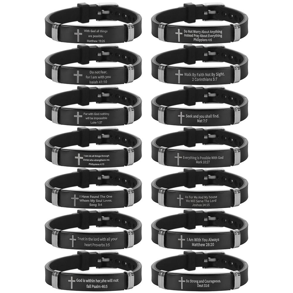 Silicone Material Family Friendship Bracelet ID Wristband Christian Bracelet  Christian Gifts