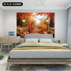 1 piece 2D flat printing autumn harvest pumpkin maple leaf street lamp background cloth decorative banner
