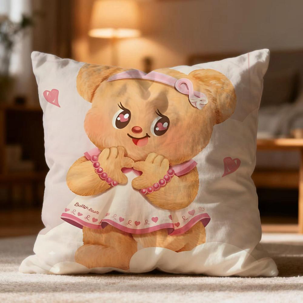 

Fashion B-BButter Bear Cushion Cover Soft Washable Pillow Case Multi-Scene for Couch Bed Travel Office Use 30cmx30cm