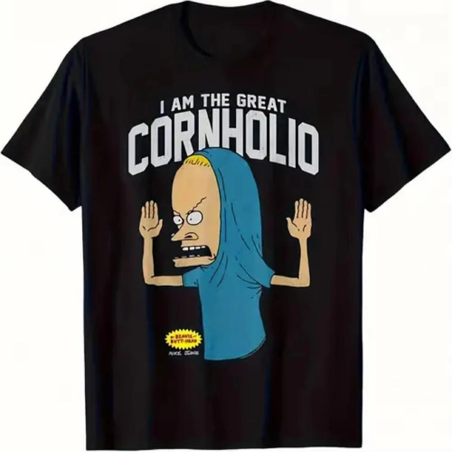 

Vise and Bart I Am The Great Cornholio T-Shirt Casual Summer Crew Neck with Print Slight Stretch Fabric Perfect for Men S чёрный