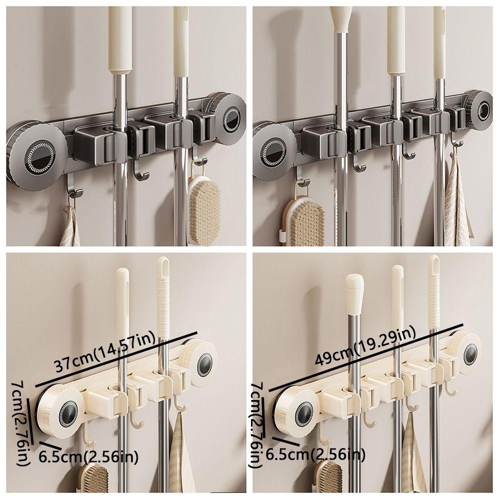 Moisture-Proof Suction Cup Mop Holder Space Aluminum Mop Clip Rack Storage Rack  Household Storage