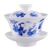 Gaiwan Teacup Set: Blue and White Ceramic with Lid, 120ml Capacity