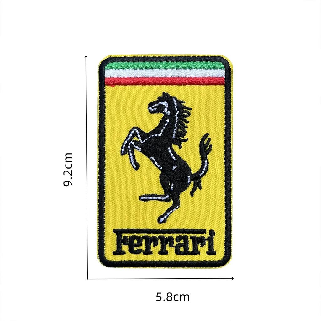 For F-Ferrari Horse SJ F1 Team Patches Embroidered Appliques DIY Apparel Accessories Decoration Patch For Clothing Fabric Badges HL8