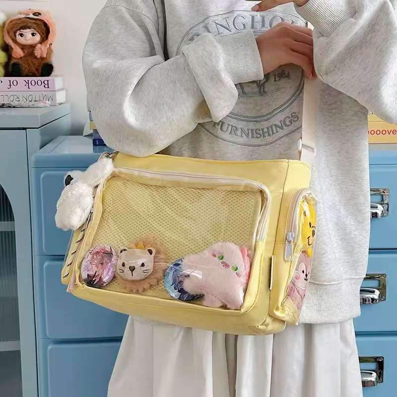 New Y2K Cute Ita Shoulder Bag Lolita Girl Transparent Comic Tote Bag Large Capacity Fashion Crossbody Bag Jk Diy Display Handbag
