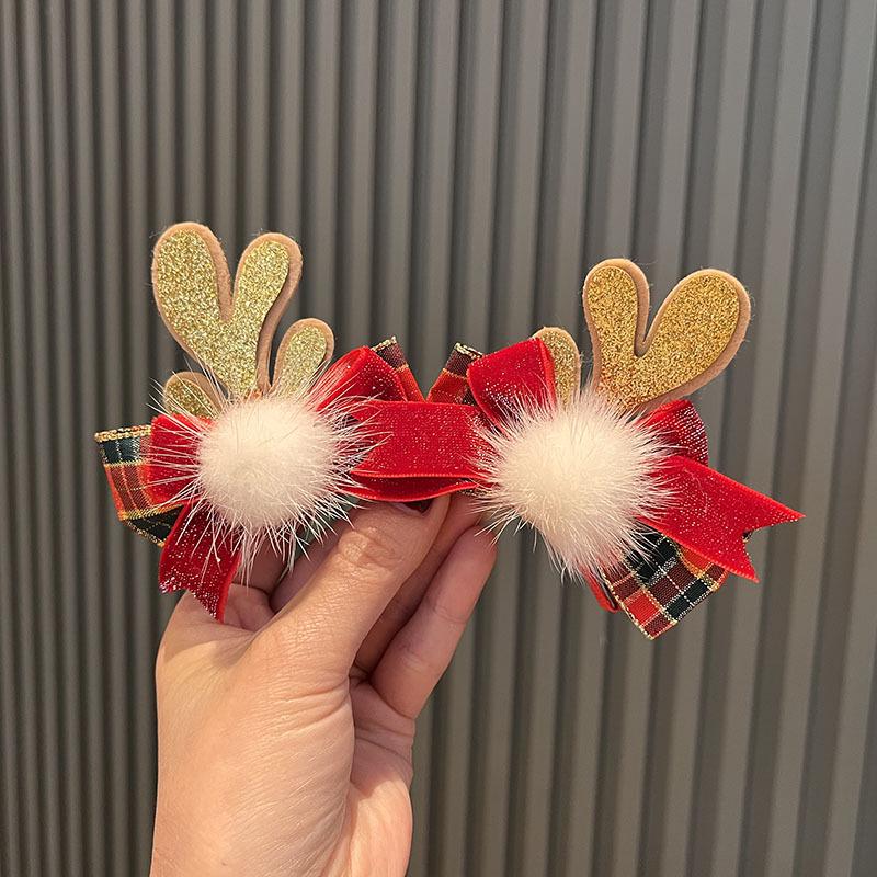 Festive Reindeer Antler Hair Clips – 3D Christmas Headwear for Women & Kids