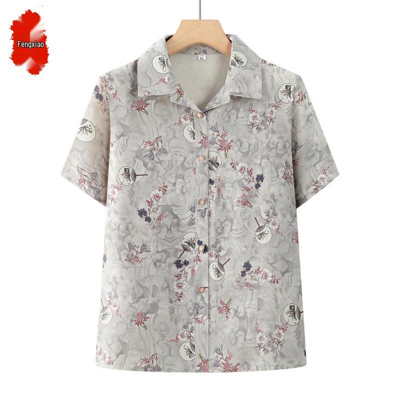 

Elderly Women s Loose Short-Sleeve Summer Shirt 3XL