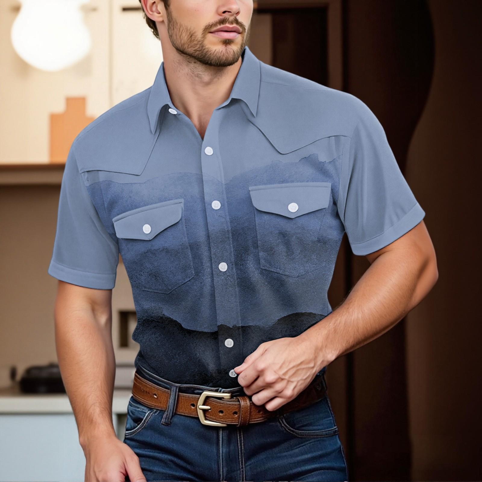

Men S Fashionable Lapel And Shoulder Length Short Sleeved Casual Top XXXL