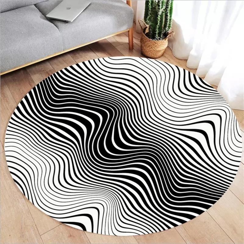 3D Vortex Optical Illusion Rugs Trap Area Rugs Not-Slip Round Rugs Area Carpets for Living Room Short Plush Trap Swirl Carpet