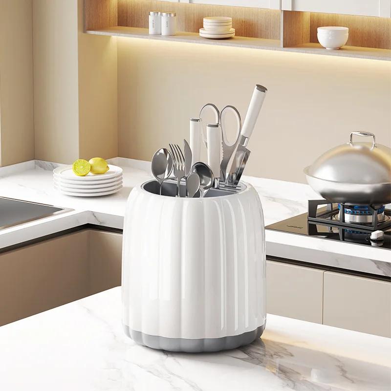 360° rotatable Utensil Holder Chopstick Storage Rack Cutlery Sink Chopsticks Holder Kitchen Spoon Fork Drain Storage Organizer