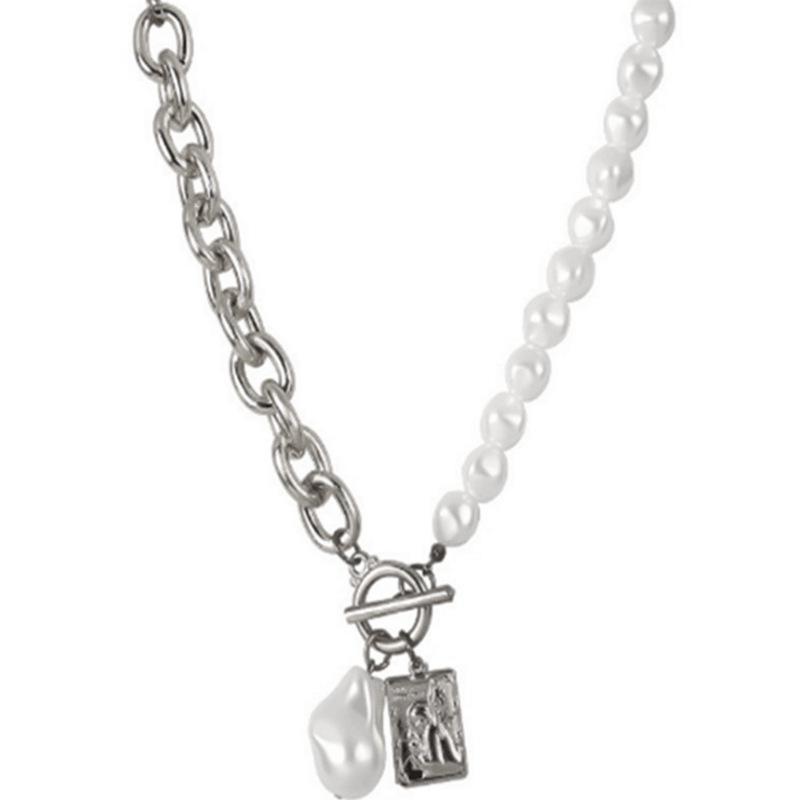 Europäische & Amerikanische Vintage Barockperlen Porträt Mehrlagige Schlangenkette Halskette Set