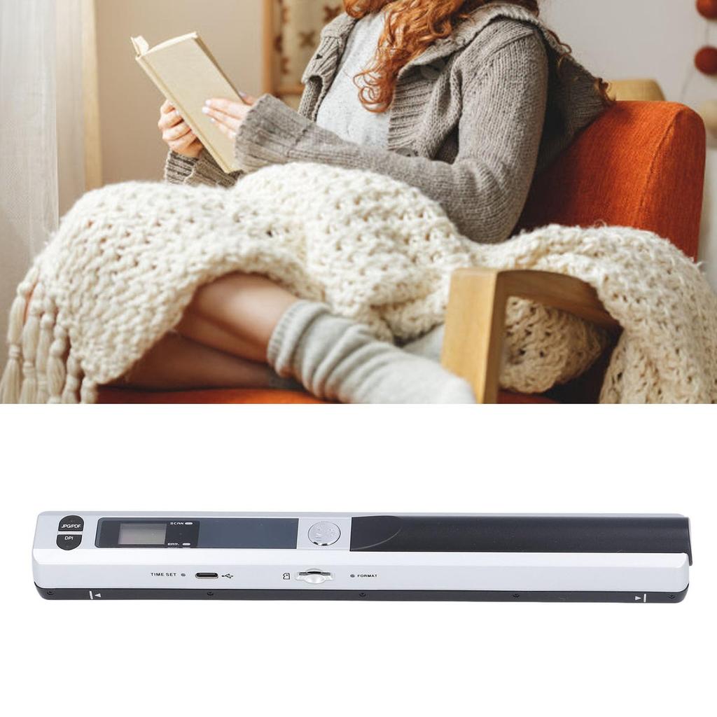 Portable Scanner, 900 DPI Handheld Image Scanner with Storage Bag, Scan Wand Photo Scanner for A4 Documents, Photos, Pages, and Text (Silver)