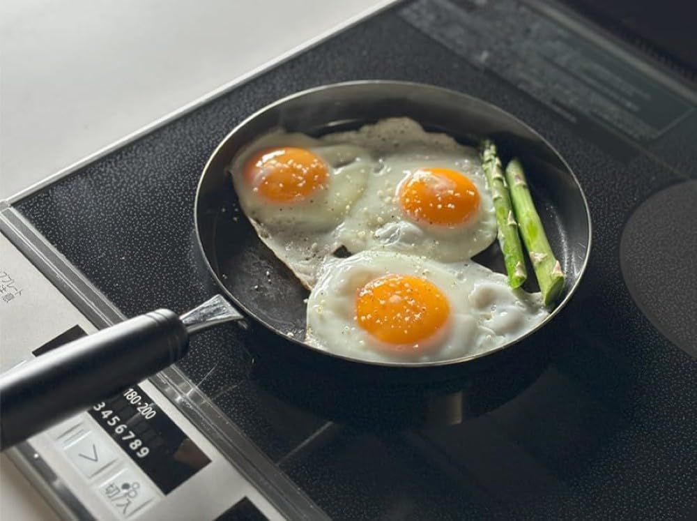 Be Worth Style Iron Fried Egg Frying Pan 20cm Made In Japan Gas IH Compatible Easy Care