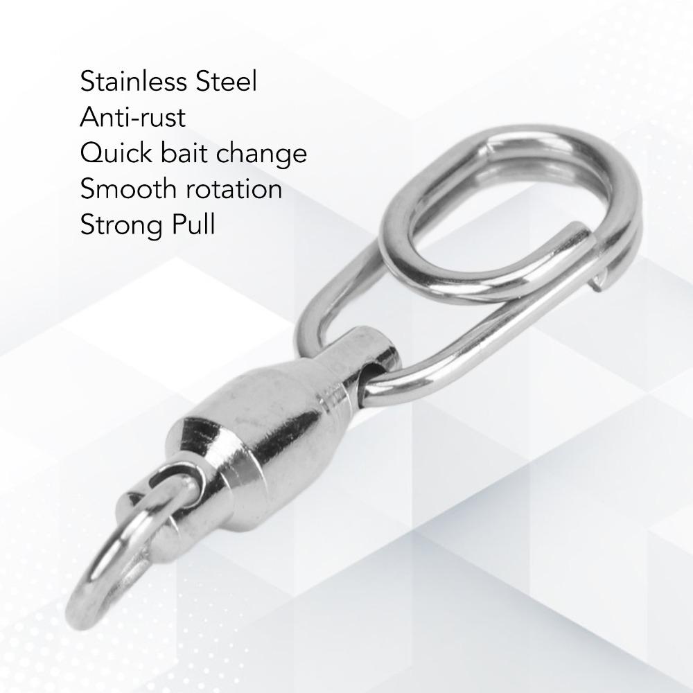 30PCS High Strength Fishing Bearing Swivels Stainless Steel Ball Bearing Swivels  Saltwater Fishing