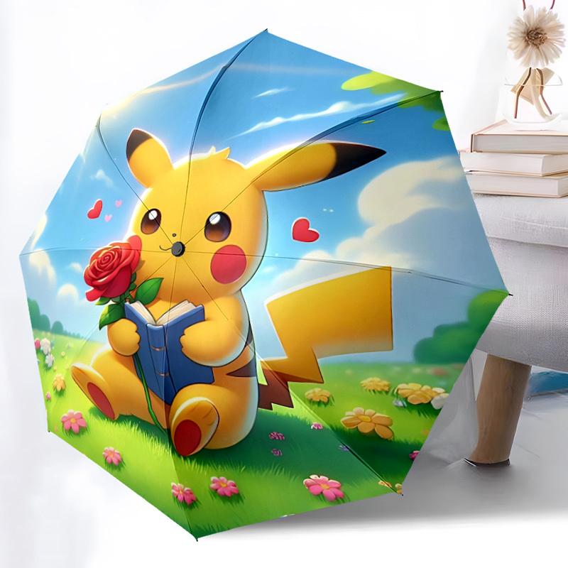 1pc Pikachu Automatic Open/Close Umbrella - Compact Travel Umbrella with 8-Rib Durable Frame, Portable for Commuting, yy251023023