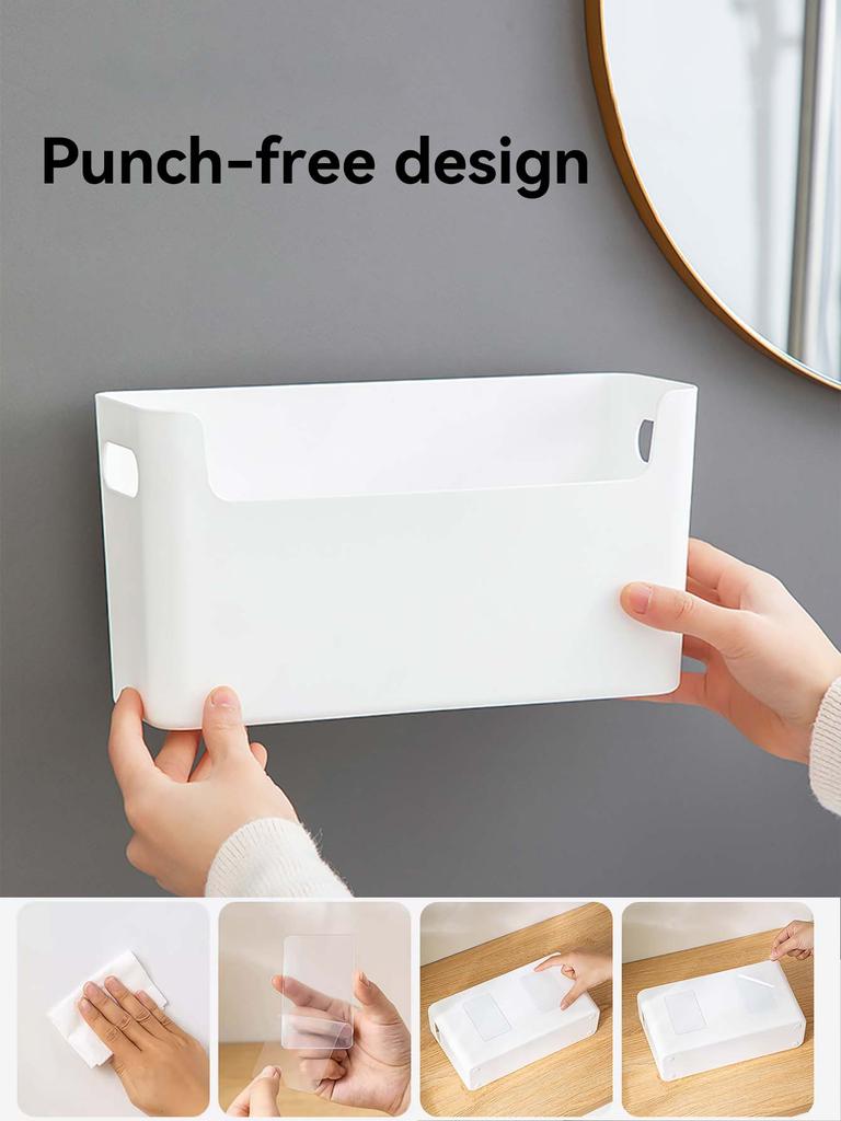 WORTHBUY Multifunctional Punch Free Wall Mounted Hair Dryer Storage Box,Cosmetic Cleaning Supplie Storage Organizer For Bathroom