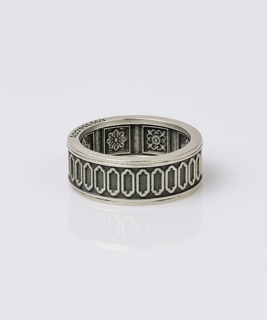 Address669 Interior Pattern Silver Ring #8
