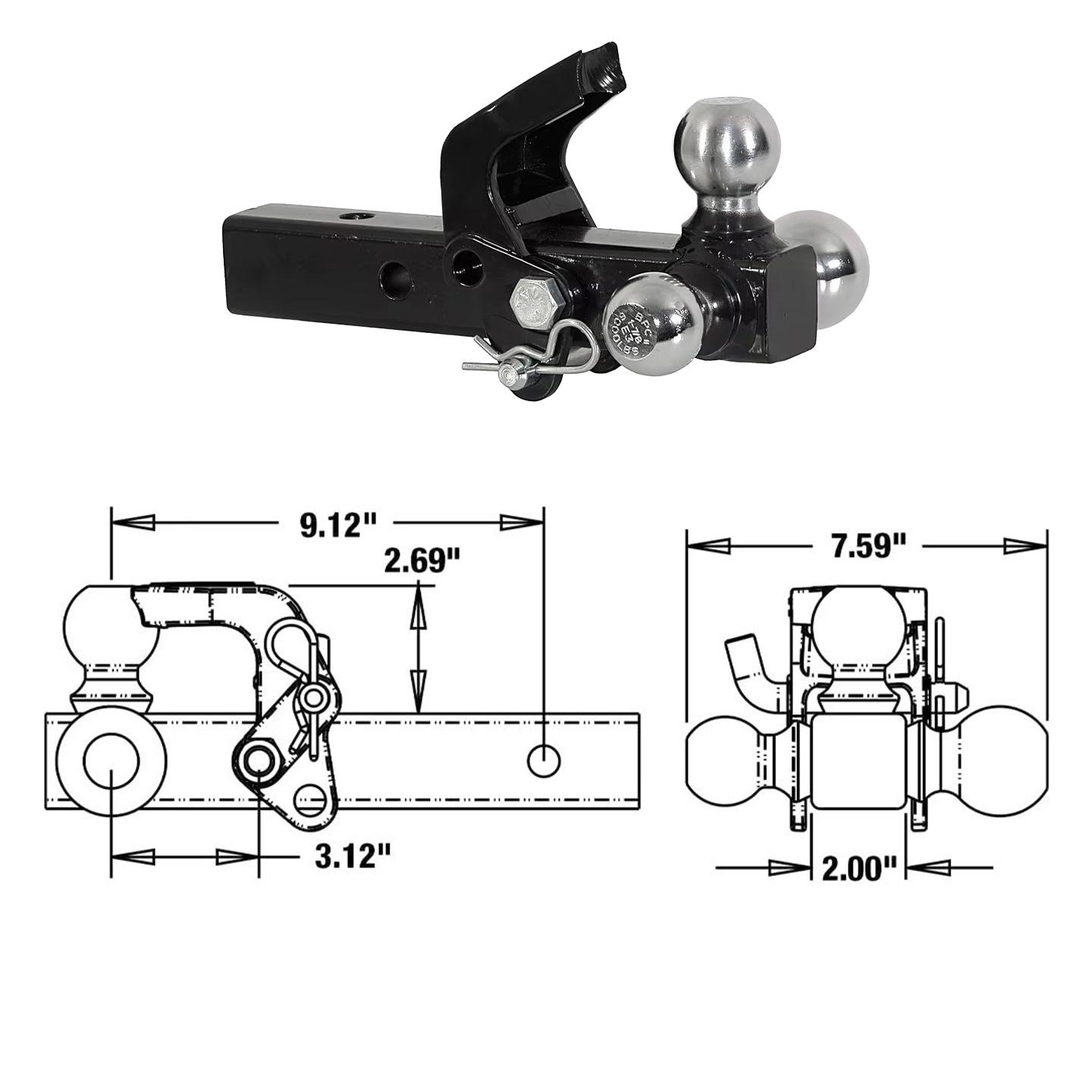 

Three-Ball Head Trailer Hitch Tow Bar for RV and Truck Accessories
