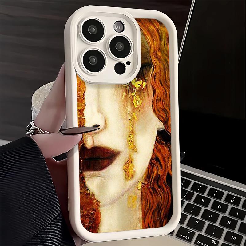 Phone Case for iPhone 17 Air 16E 15 16 Pro Max Kiss By Gustav Klimt Art Cover 14 Plus 13 12 Mini Soft Shell Silicone Fundas