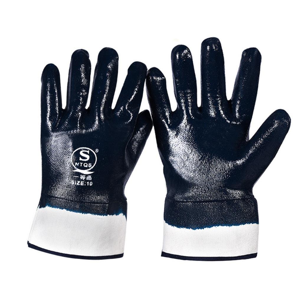 Waterproof Protective Gloves Oil-Resistant Rubber Gloves Safety Gloves  Industrial Protection синий