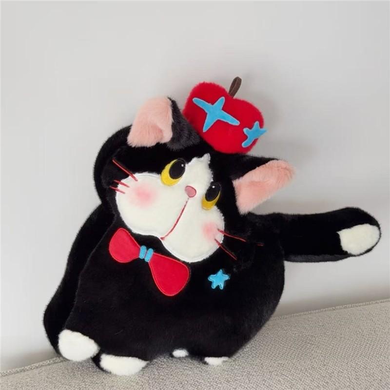 Apple Cat Plush Cushion With Embroidered Cartoon Design For Living Room Decor