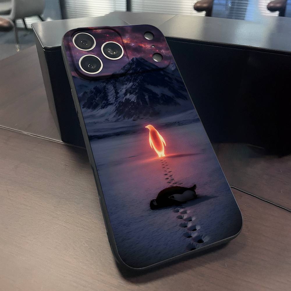 

Snow Mountain Scenery Penguins Phone Case For iPhone 13,16,12,14,15,11,17,Pro,Max,Plus,E,Air,Mini Shockproof Cover iPhone13mini