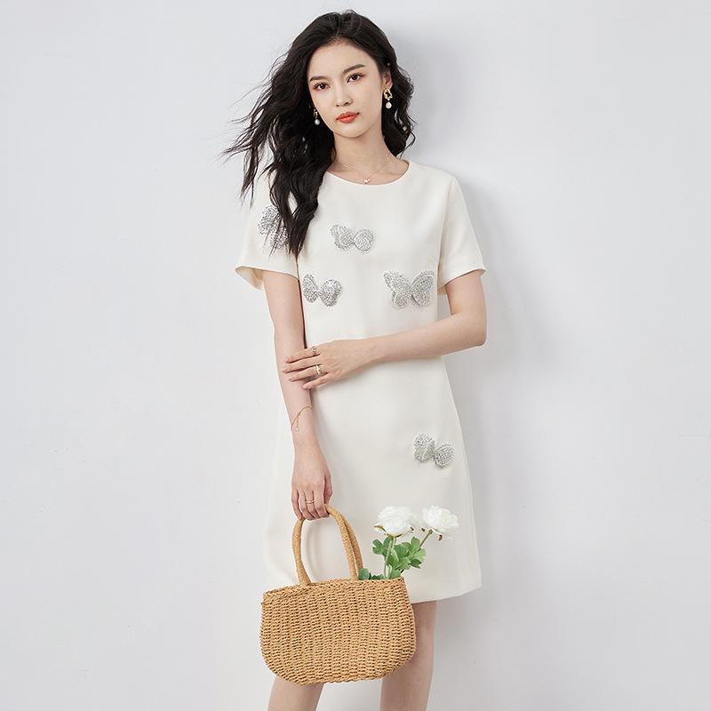 

Butterfly Sequin Slimming Summer Dress for Women Extra Large абрикосовий